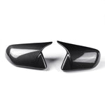 Glossy Carbon Fiber Horn Style Side Mirror Cover Caps (PAIR) For Ford Mustang 2015-2020