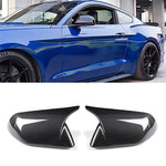Glossy Carbon Fiber Horn Style Side Mirror Cover Caps (PAIR) For Ford Mustang 2015-2020